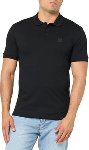 Hugo BOSS Men's Square Patch Logo Slim Fit Pique Polo Shirt Small Black