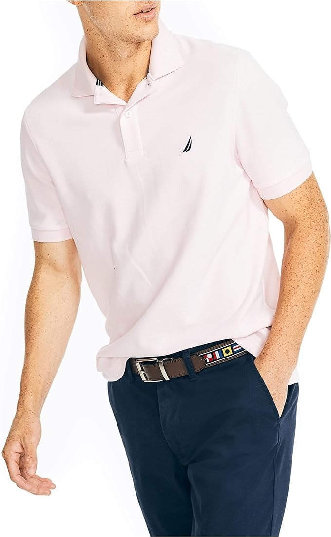 Nautica Men's Sustainably Crafted Slim-Fit Deck Polo Shirt Large Cradle Pink