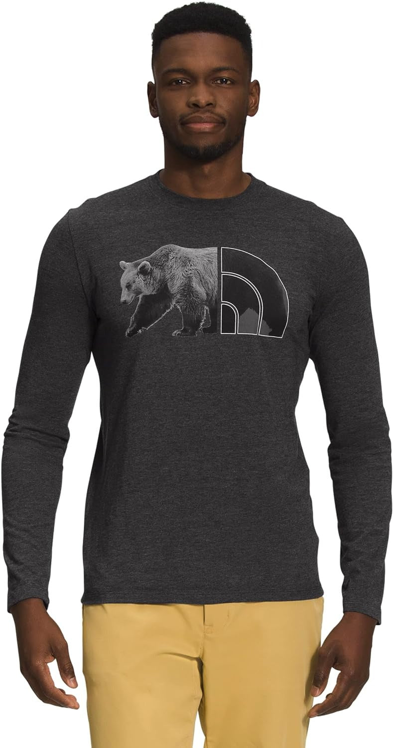 THE NORTH FACE Men's Long Sleeve Tri-Blend Bear T-Shirt XXL Grey