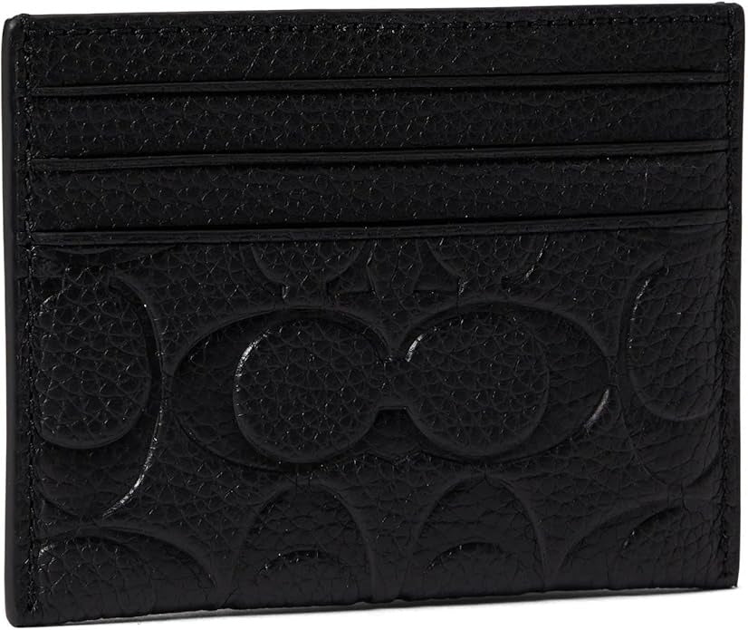 Coach Flat Card Case in Signature Leather Black One Size