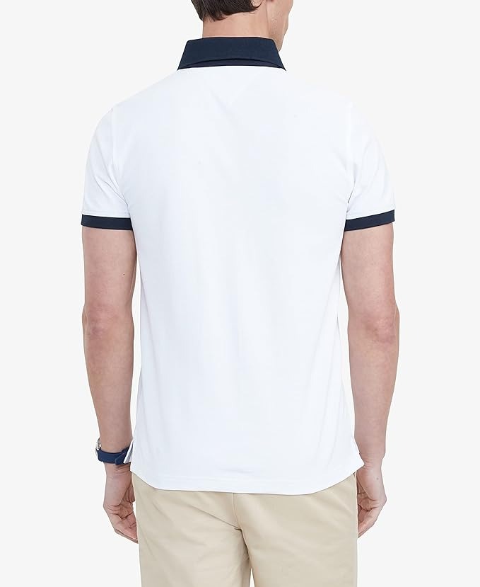 Tommy Hilfiger Men's Short Sleeve Cotton Pique Flag Graphic Polo Shirt Medium