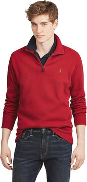 Polo Ralph Lauren Men's Estate-Rib Quarter Zip Sweater Large Red