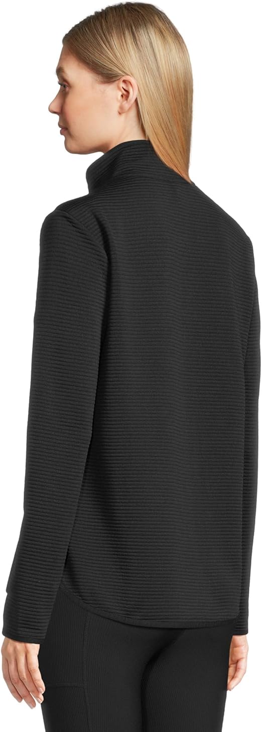 Skechers Womens Regular fit Long Sleeve Quarter zip Sweatshirt Large Black Solid