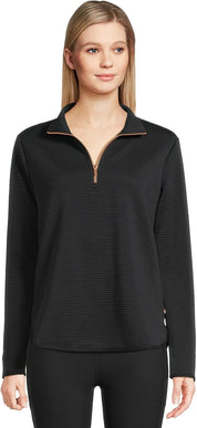 Skechers Womens Regular fit Long Sleeve Quarter zip Sweatshirt Large Black Solid