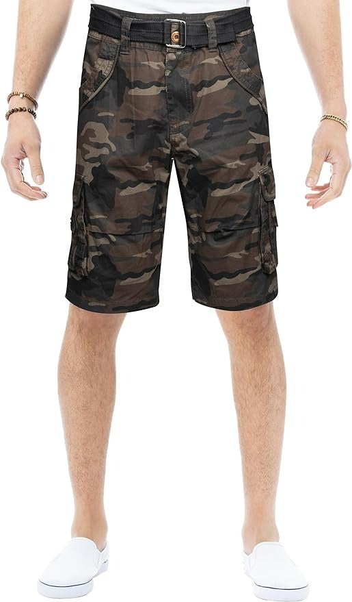X-Ray Mens Belted Cargo Camo Shorts Size 32 Green