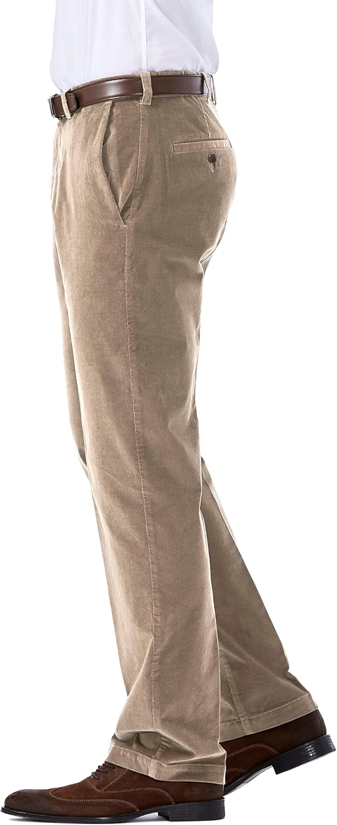 Haggar Mens Classic fit Dress Pants 42 / 30 Beige Solid Stretch