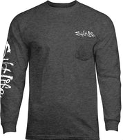 Salt Life Mens Hook Line Sinker Logo Graphic Long Sleeve T Shirt Heather Grey XL