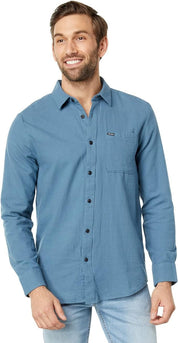 Volcom Men's Caden Solid Long Sleeve Flannel Button Down Shirt XXL 2XL Blue
