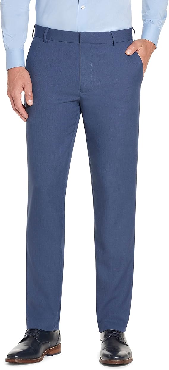 Van Heusen Mens Slim fit Dress Pants 32 / 32 Steel Blue Solid