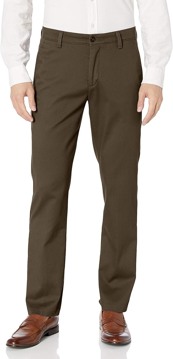 Docker's Mens Slim fit Casual Pants 36 / 34 Brown Solid