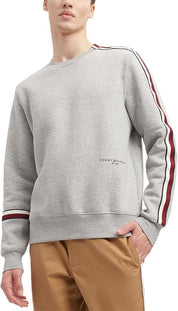 Tommy Hilfiger Mens New Global Stripe Crewneck Sweatshirt Large Grey