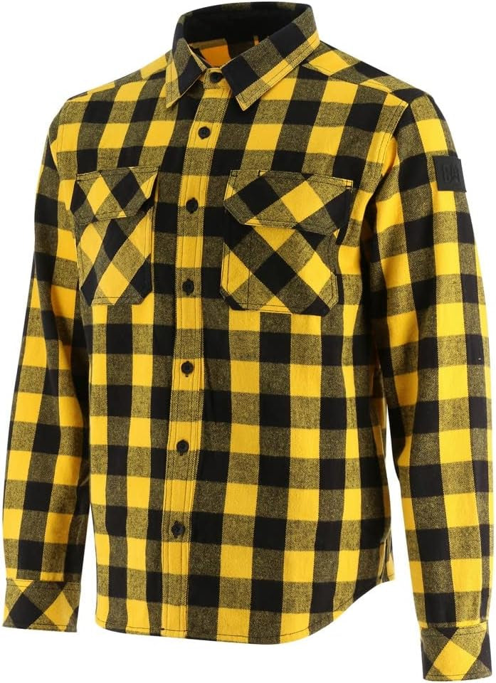 Caterpillar Men's Buffalo Check Heavyweight Overshirt Yellow Black 2XL