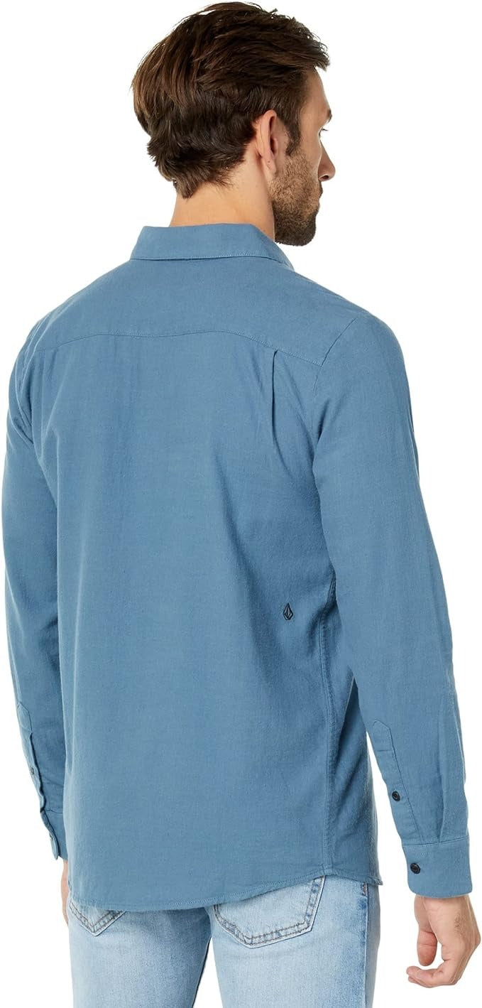 Volcom Men's Caden Solid Long Sleeve Flannel Button Down Shirt XXL 2XL Blue
