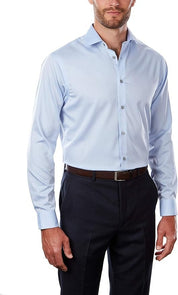 Calvin Klein Men's Dress Shirt 15.5 32 33 Blue Regular Fit Non Iron Herringbone
