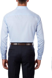 Calvin Klein Men's Dress Shirt 15.5 32 33 Blue Regular Fit Non Iron Herringbone