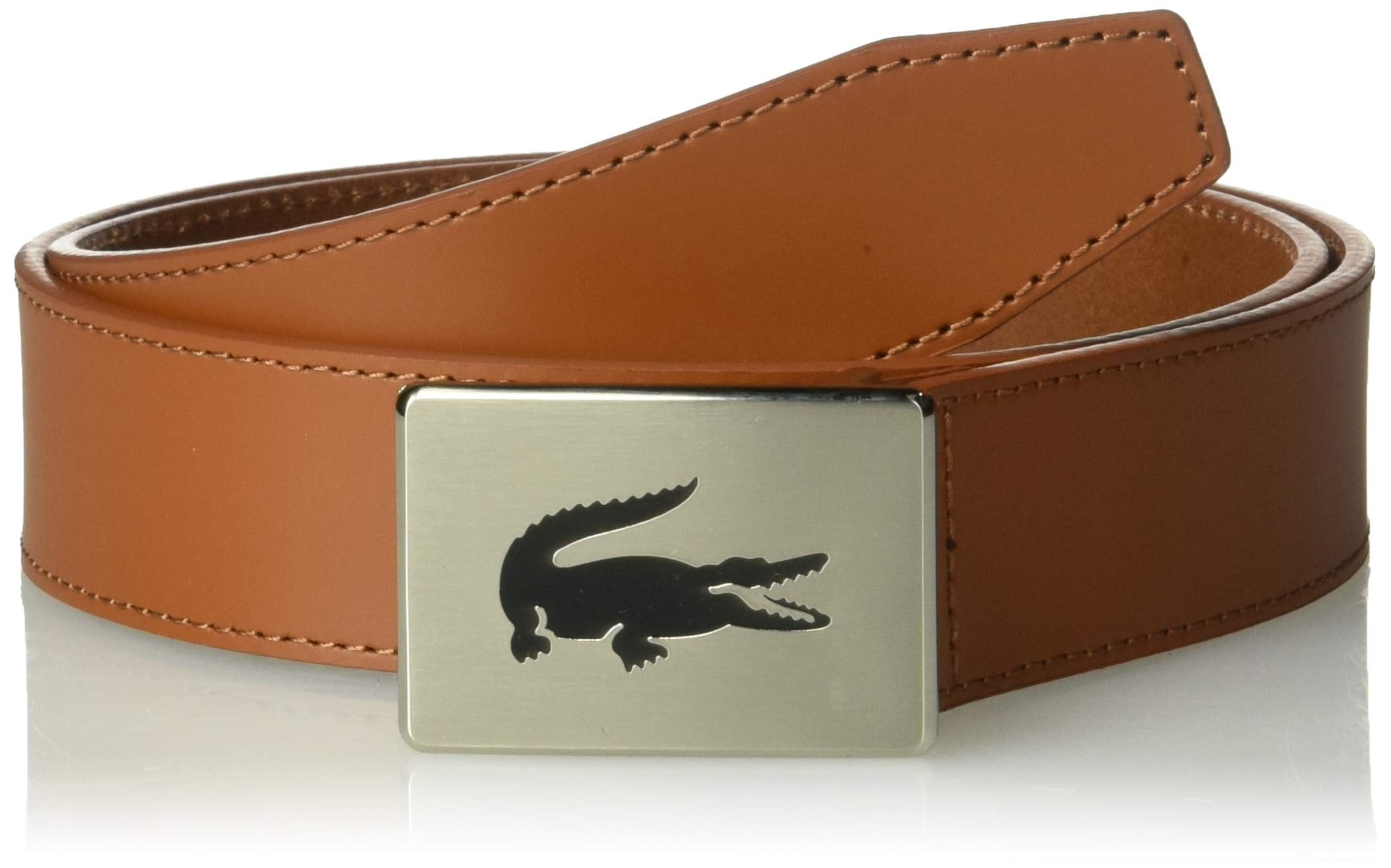 Lacoste Classic Big Croc Buckle Belt Size 30 Brandy Brown