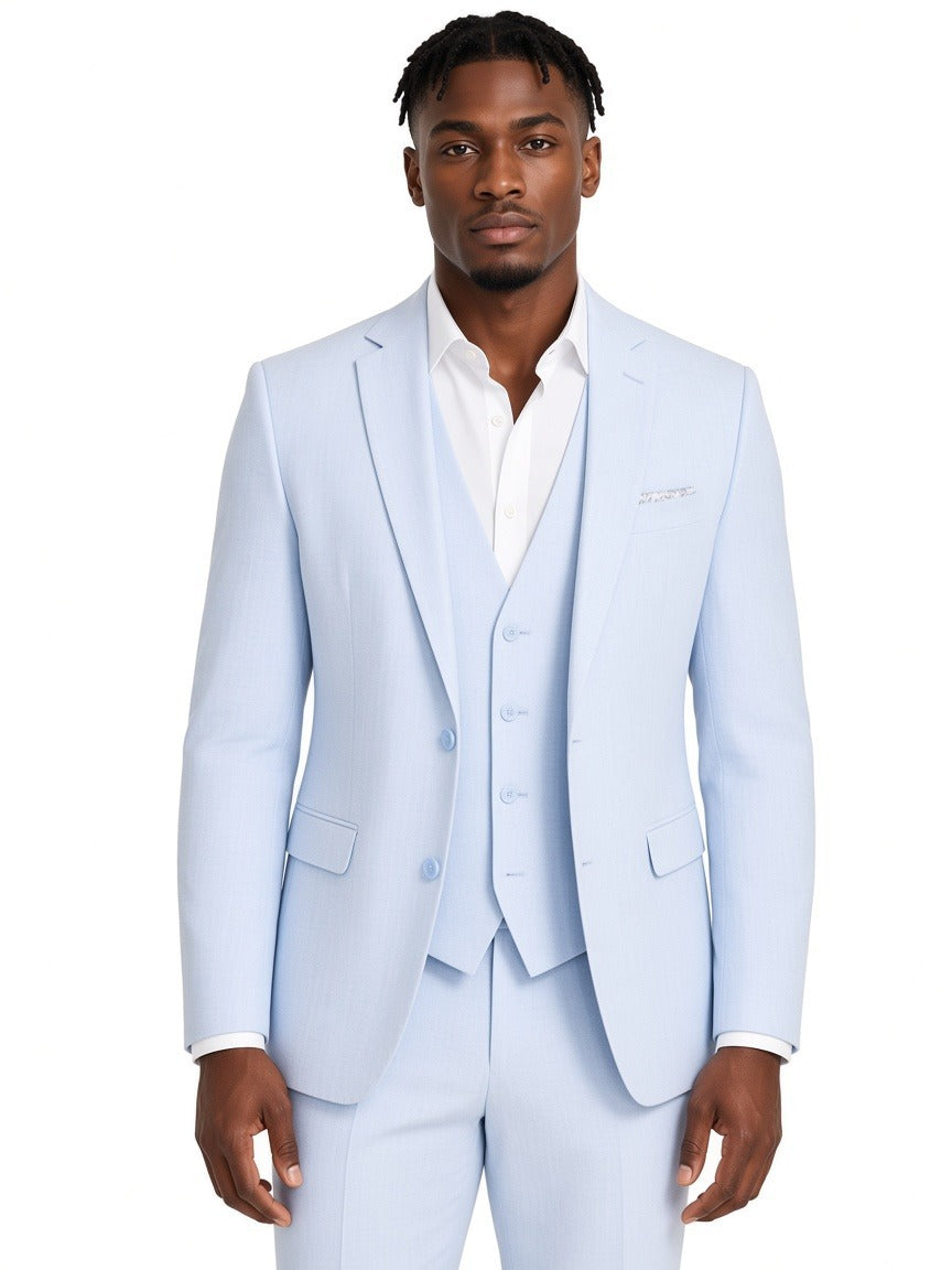 Bar Iii Mens Slim fit Linen Suit Jacket Blazer 40 R Blue Solid Stretch