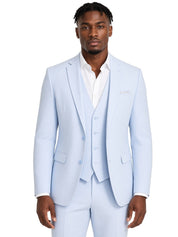 Bar Iii Mens Slim fit Linen Suit Jacket Blazer 40 R Blue Solid Stretch