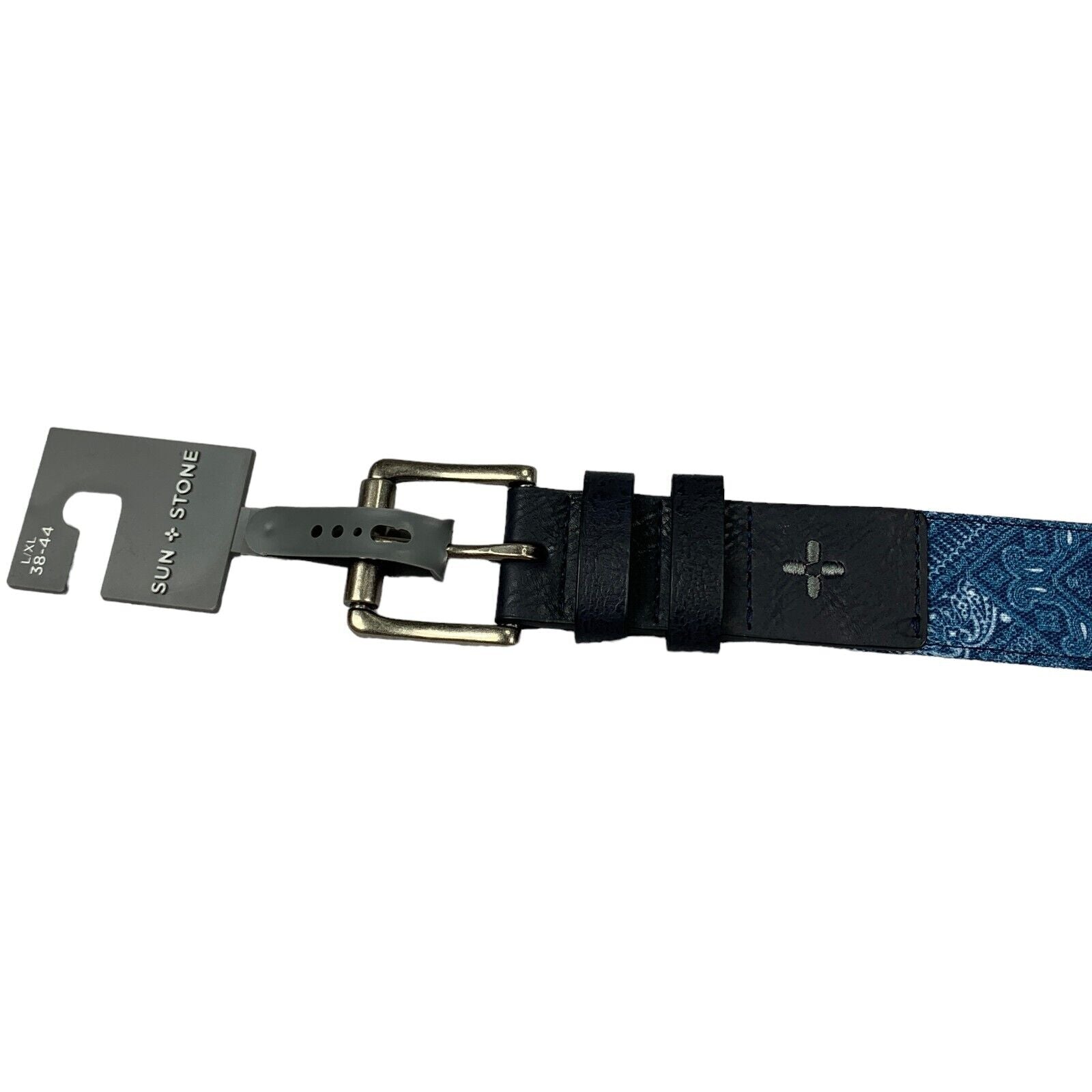 Sun + Stone Men's Faux Leather Bandana Belt Blue 38 - 44 Navy