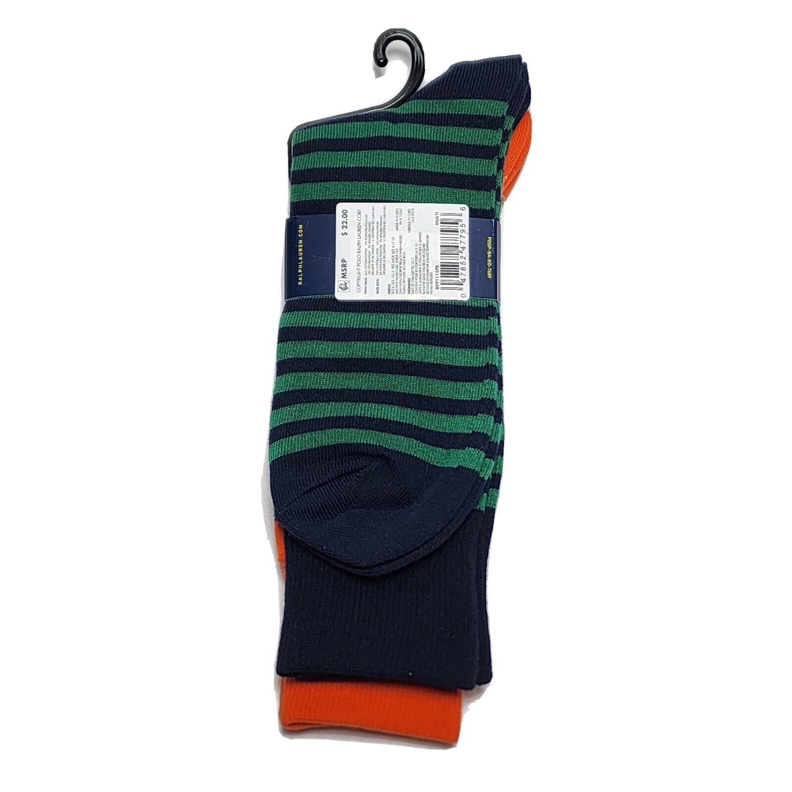 Polo Ralph Lauren Men's Plaid Striped 2 Pk. Trouser Socks Orange