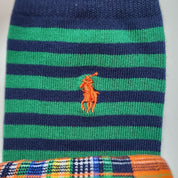 Polo Ralph Lauren Men's Plaid Striped 2 Pk. Trouser Socks Orange