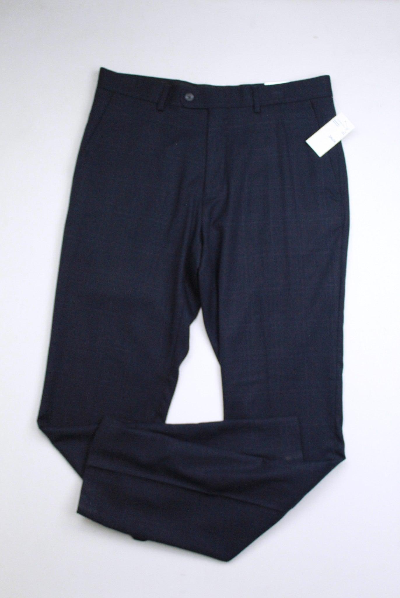 Perry Ellis Portfolio Mens Modern fit Dress Pants 33 / 30 Blue Solid Stretch