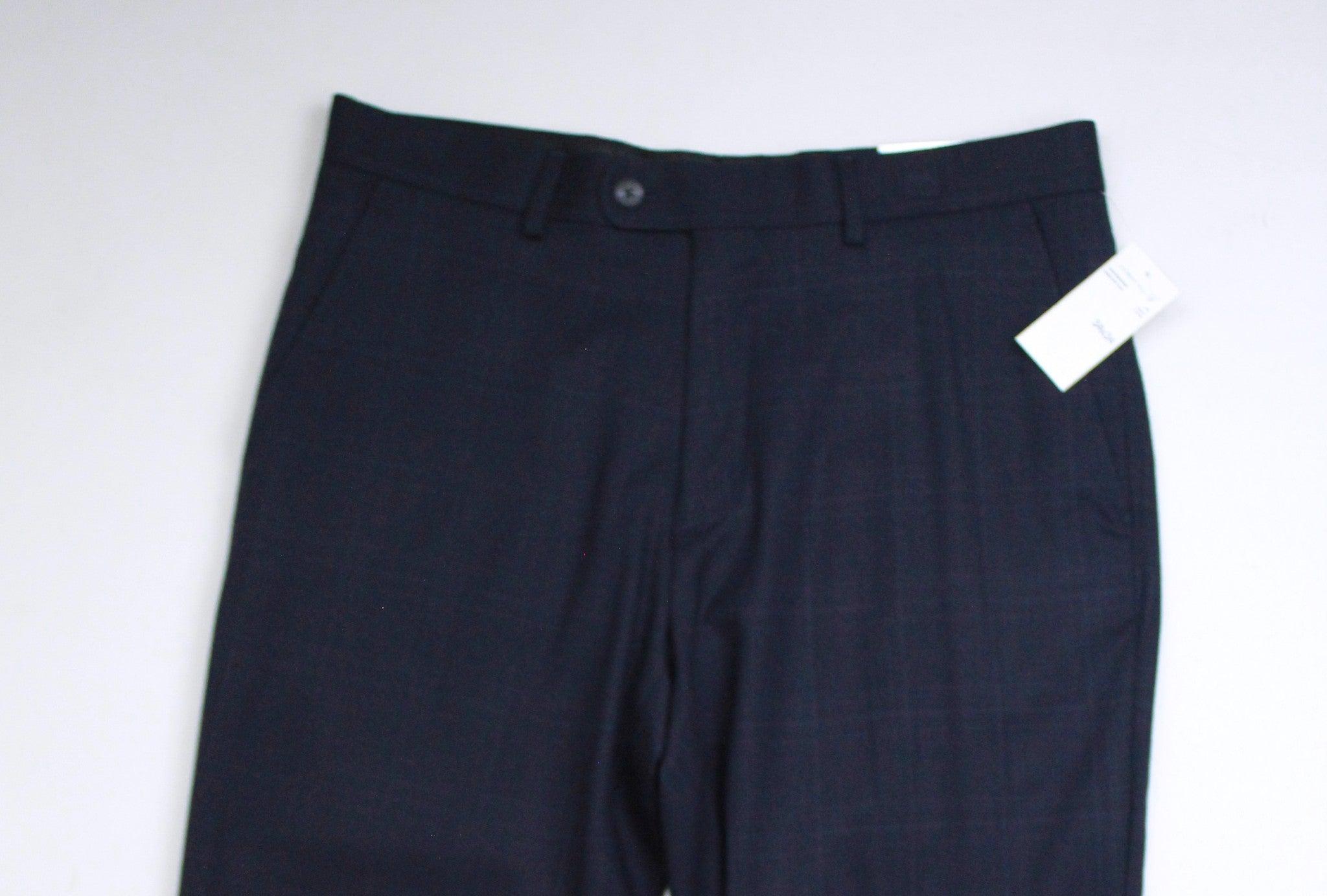 Perry Ellis Portfolio Mens Modern fit Dress Pants 33 / 30 Blue Solid Stretch