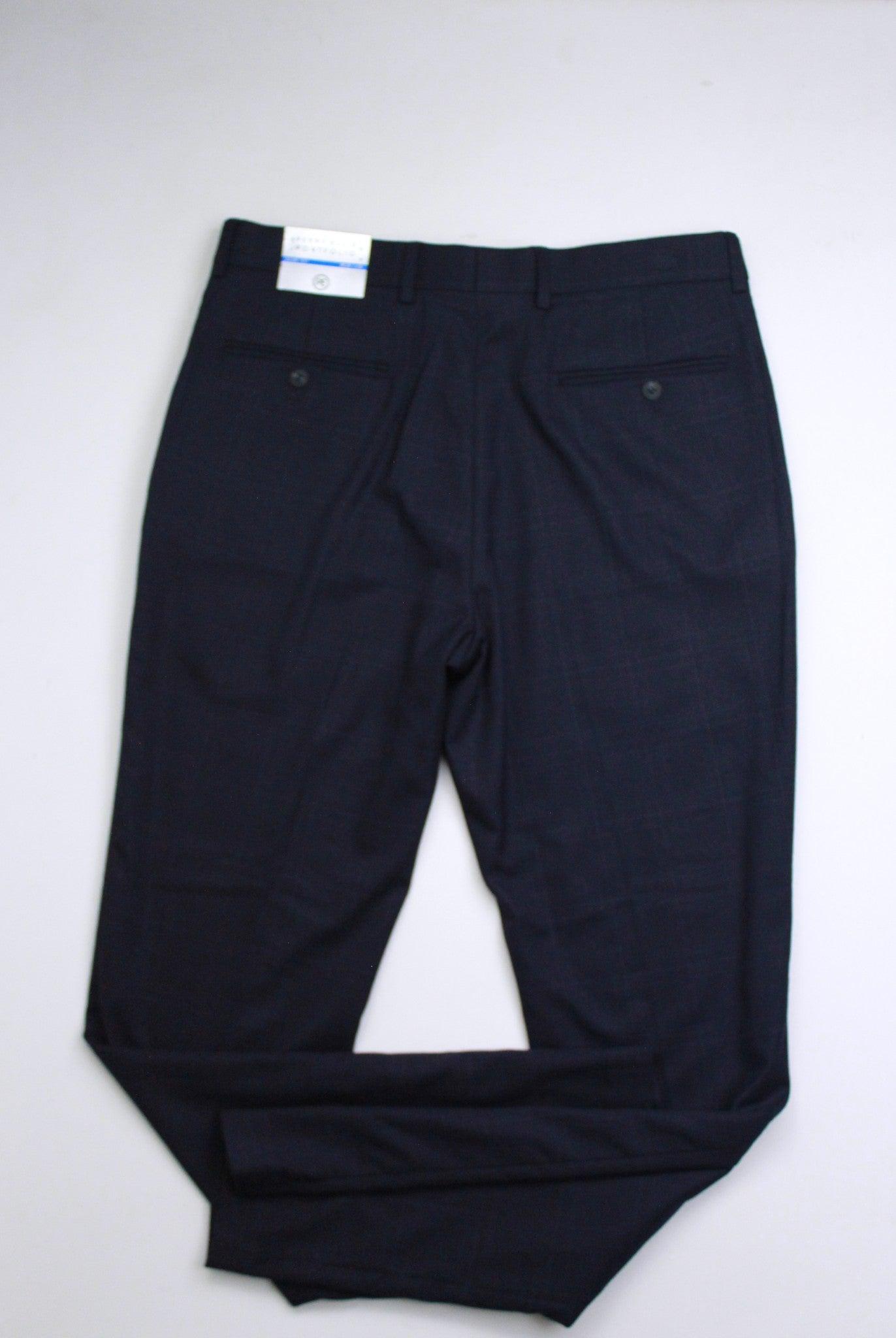 Perry Ellis Portfolio Mens Modern fit Dress Pants 33 / 30 Blue Solid Stretch
