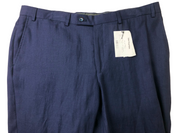 Robert Graham Mens Slim fit Linen Dress Pants 34 / 32 Navy  Blue Solid