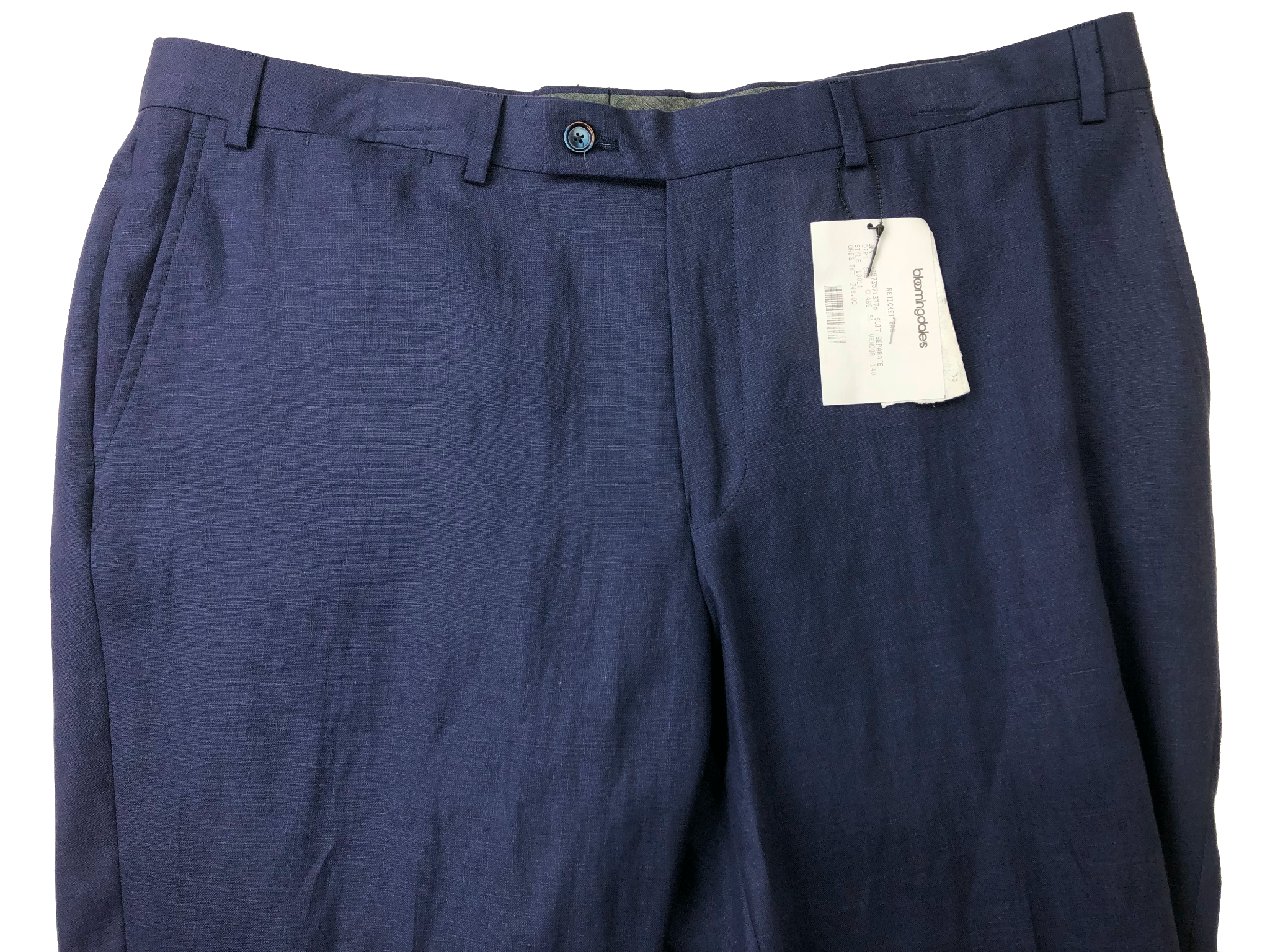 Robert Graham Mens Slim fit Linen Dress Pants 34 / 32 Navy  Blue Solid
