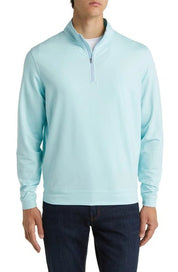 Peter Millar Men's Perth Melange Performance Quarter Zip Sweater Blue XXL