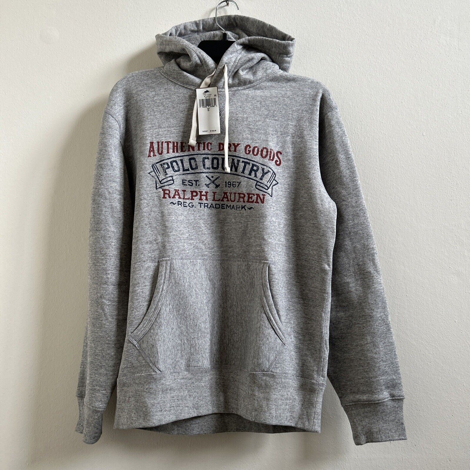 Polo Ralph Lauren Men's Logo Cotton Blend Hoodie Sweatshirt Grey Small