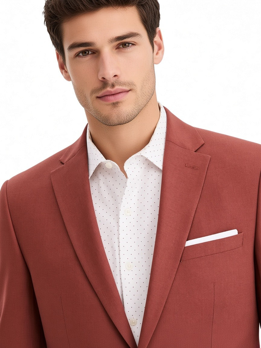 Bar III Mens Slim fit Wool Suit Jacket Blazer 44 R Dark Red Solid