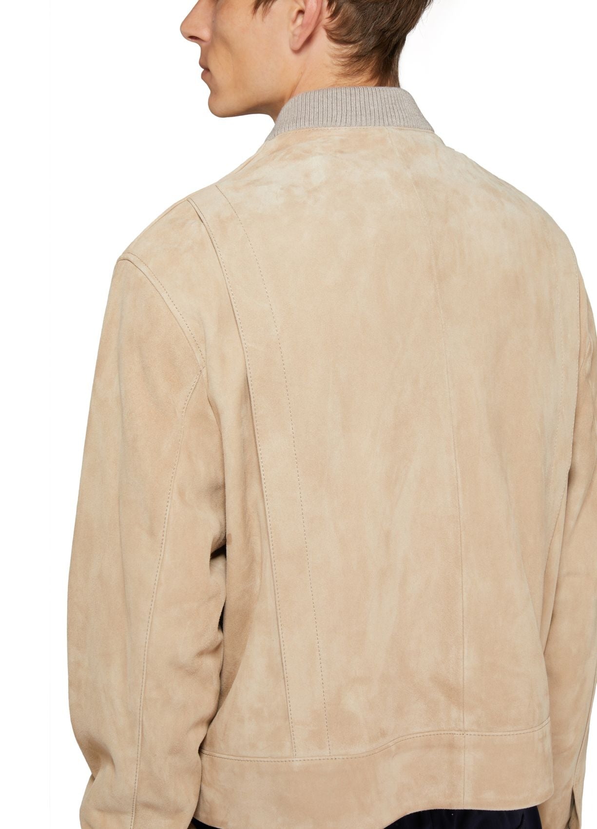 Ami Mens Suede Leather Bomber Jacket Medium Champagne Tan Ultra Soft