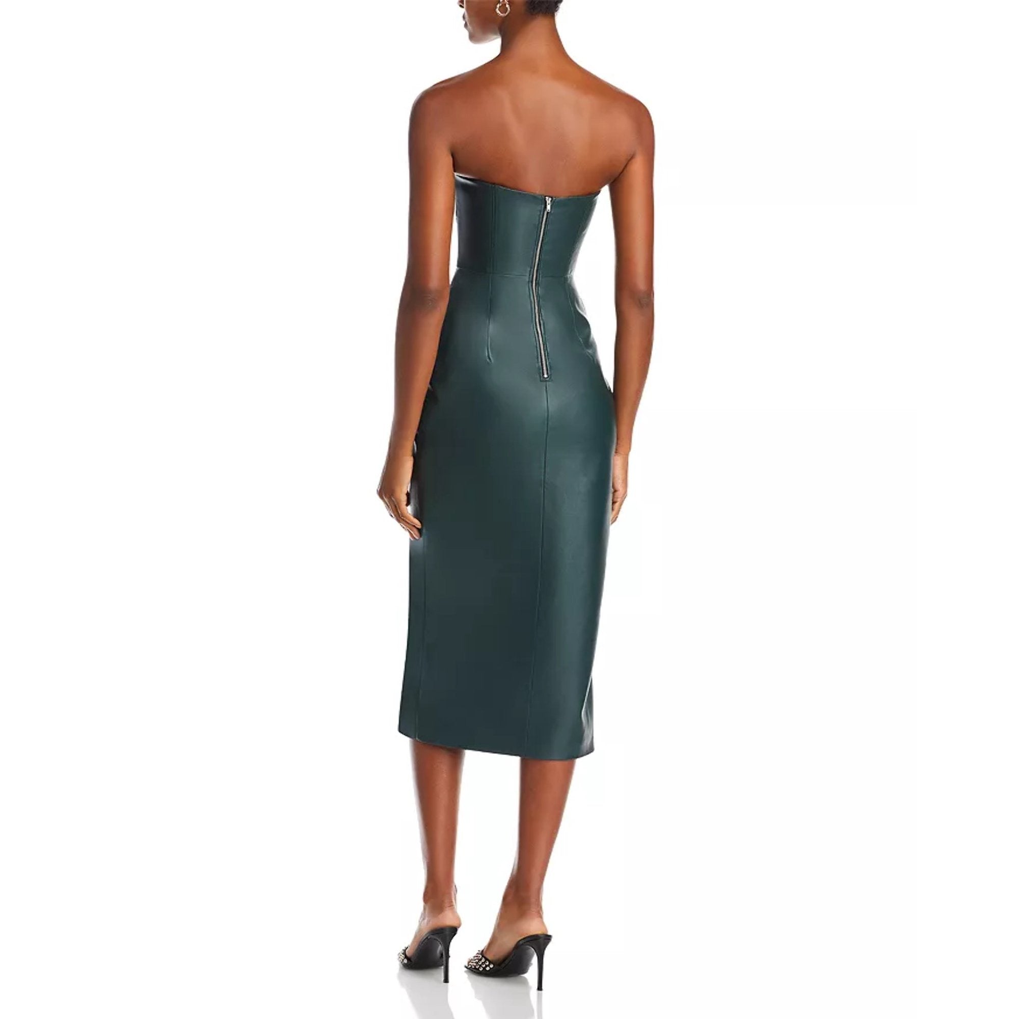 Bardot Womens Kai Faux Leather Midi Dress Size 8 Evergreen Green