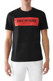 True Religion Brand Jeans Mens Arch Box Logo Graphic T Shirt Small Jet Black