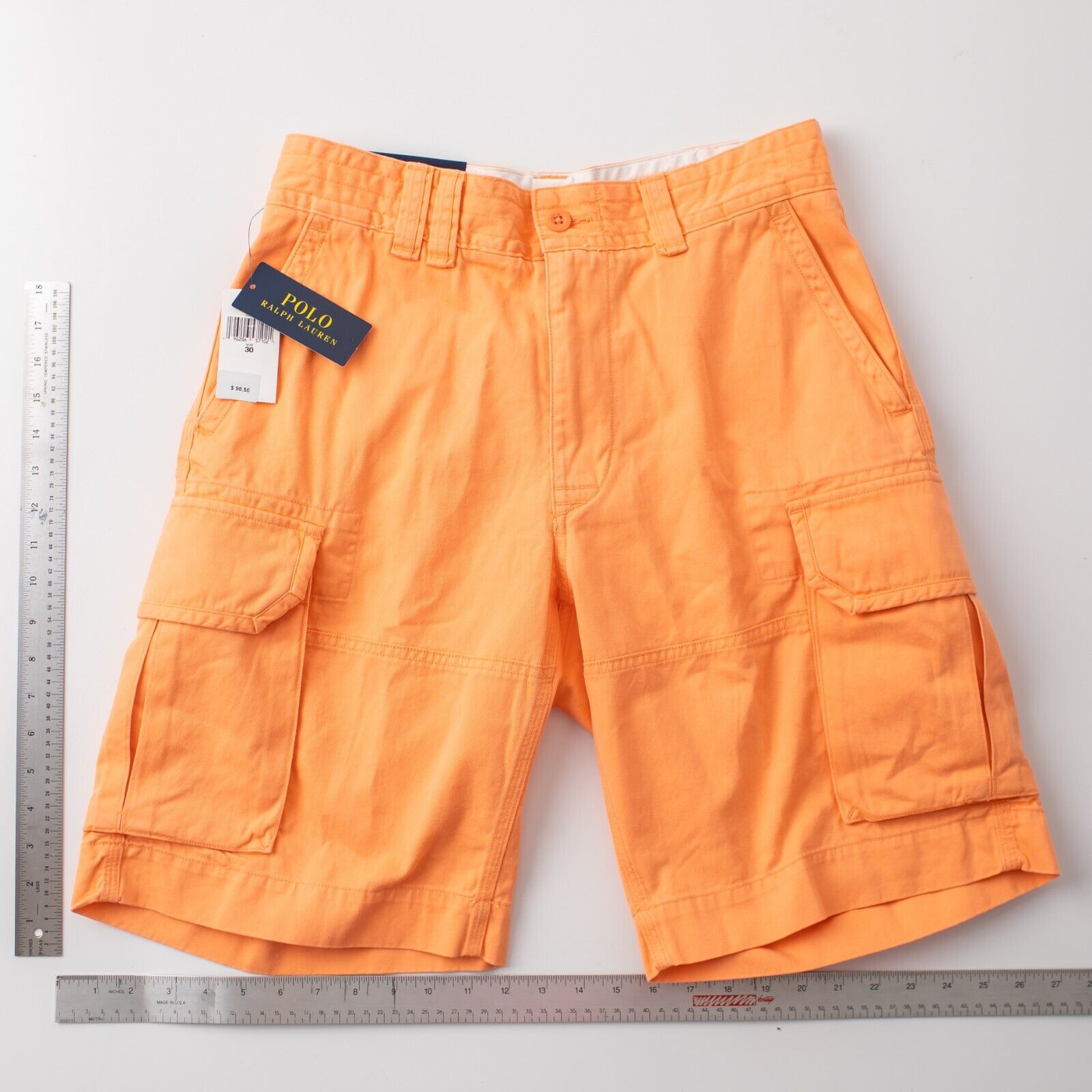Polo Ralph Lauren Men's 10.5 Inch Relaxed Fit Twill Cargo Shorts Orange 30"