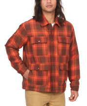 Marmot Mens Ridgefield Fleece Flannel Shirt Jacket Coat Brown Red Medium