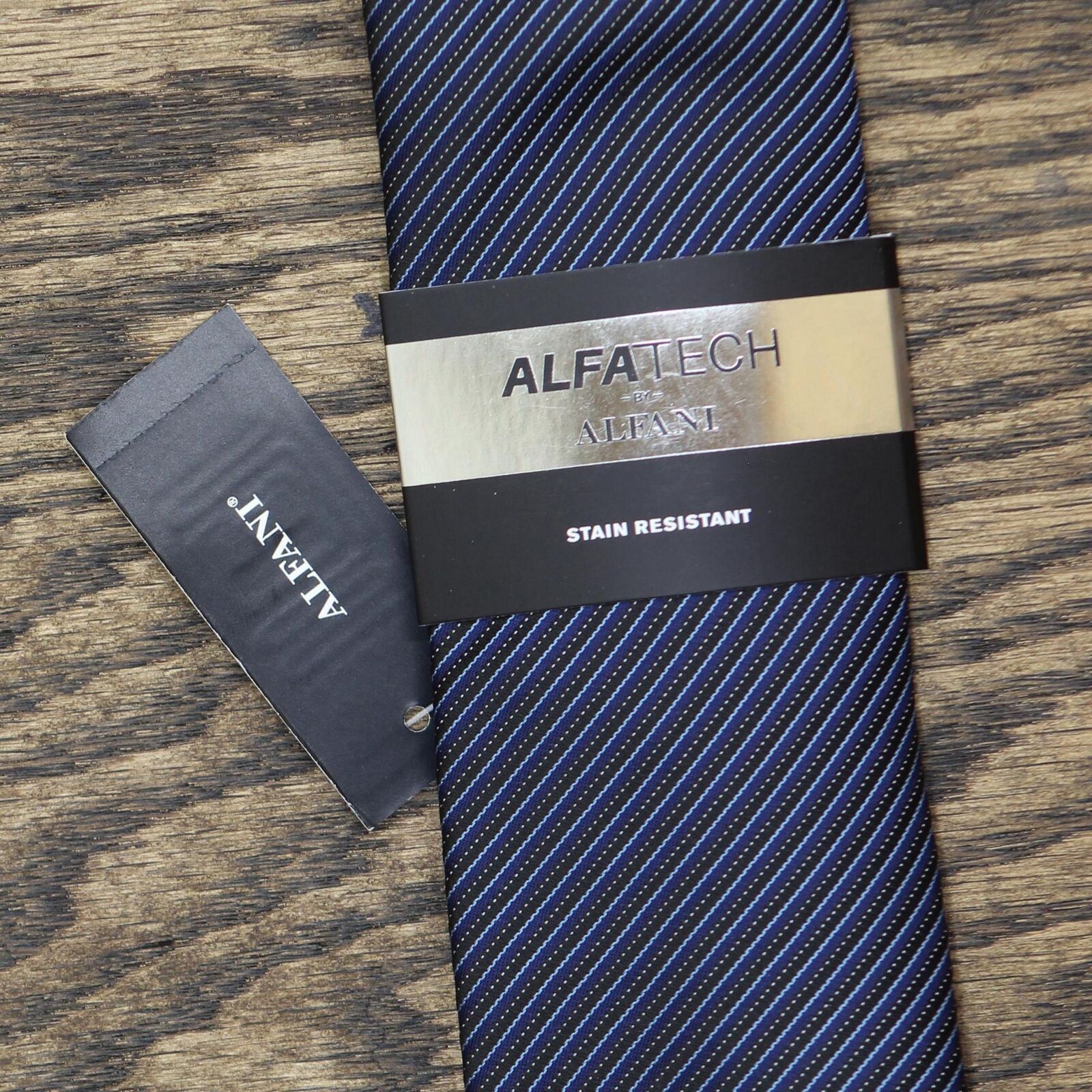 Alfatech by Alfani Mens Ciley Stripe Tie Blue  Necktie