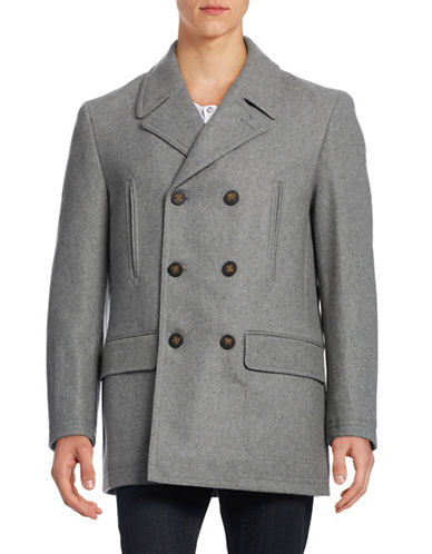 Lauren Ralph Lauren Luke Wool-Blend Classic-Fit Peacoat Coat 46L Grey