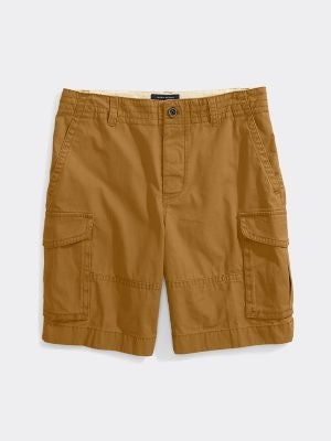 Tommy Hilfiger 10" Cargo Shorts Men's Essential Solid Cargo Shorts Brown 32