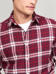 Tommy Hilfiger Mens Regular Fit Plaid Button Down Shirt Rouge Medium