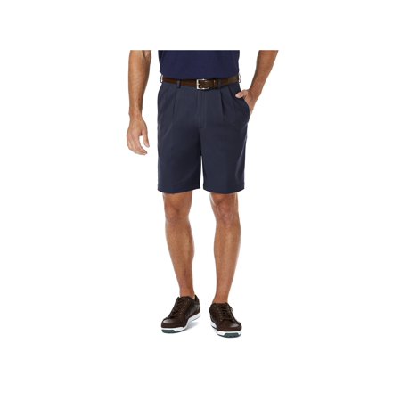 Haggar Mens Classic fit Casual Shorts 42 Navy Blue Solid Stretch