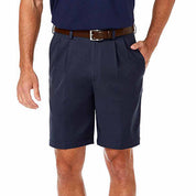 Haggar Men's Cool 18 Pro Pleat Shorts Blue Regular Fit 36W