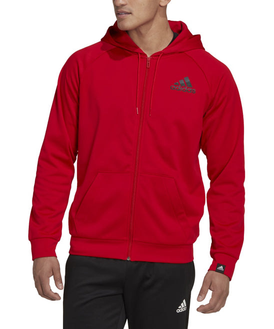 Adidas Mens Scarlet Logo Full-Zip Hoodie Jacket 2XL XXL Red