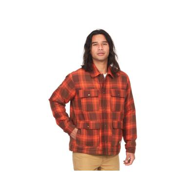 Marmot Mens Ridgefield Fleece Flannel Shirt Jacket Coat Brown Red Small