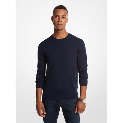 Michael Kors Mens Merino Wool Crewneck Sweater Midnight Medium