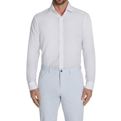 Jack Victor Mens Classic fit Long Sleeve Button-Up Shirt Small White Solid