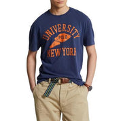 Polo Ralph Lauren Mens Short Sleeve University Graphic T Shirt Blue Medium