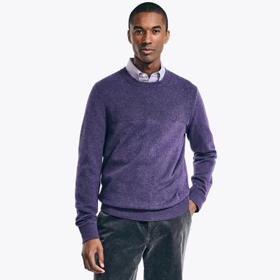 Nautica Mens Textured Knit Crewneck Sweater Violet 2XL